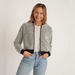 Marine Layer Birdseye Bomber Zip Up Jacket in Black/Cream Women’s Size XS